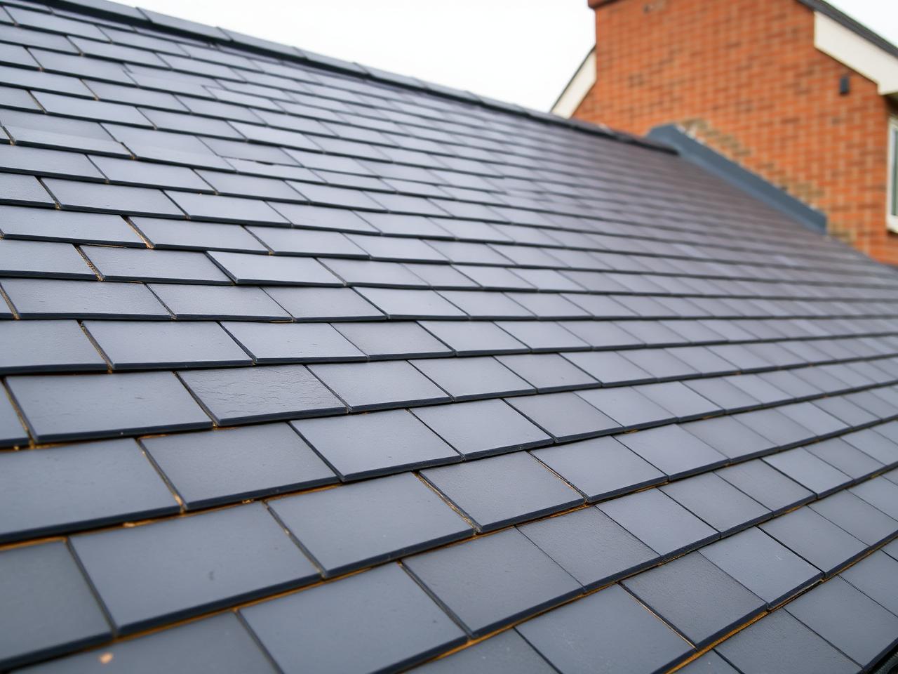 Newly completed slate roof after replacement work